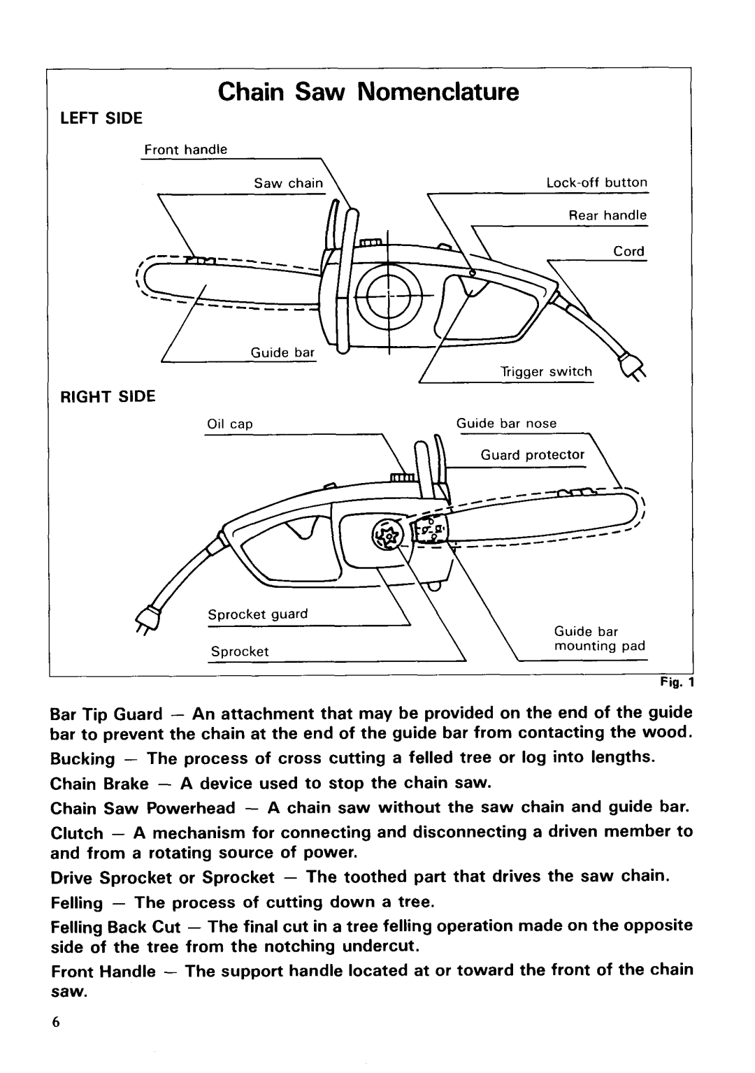 Makita 5016N8 specifications Chain Saw Nomenclature 