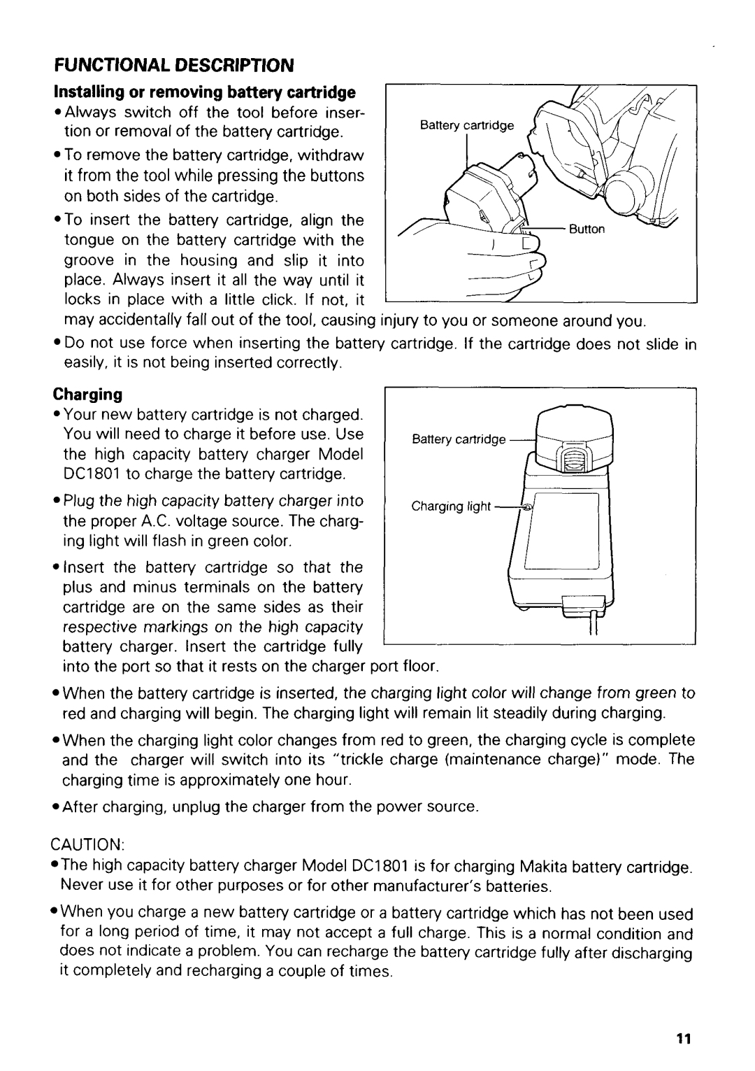 Makita 5036DWB, 5026DWB, 5026DB, 5036DA, 5036DWA, 5036DB, 5026DWA, 5046DA, 5046DB, 5046DWA, 5026DA instruction manual Charging 