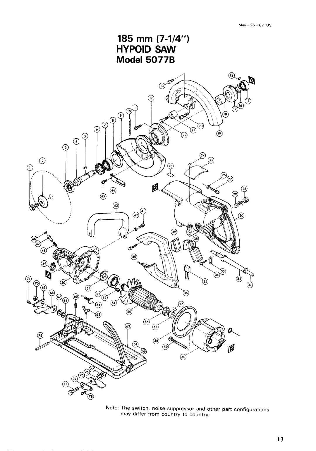 Makita 5077B instruction manual Hypoid SAW 