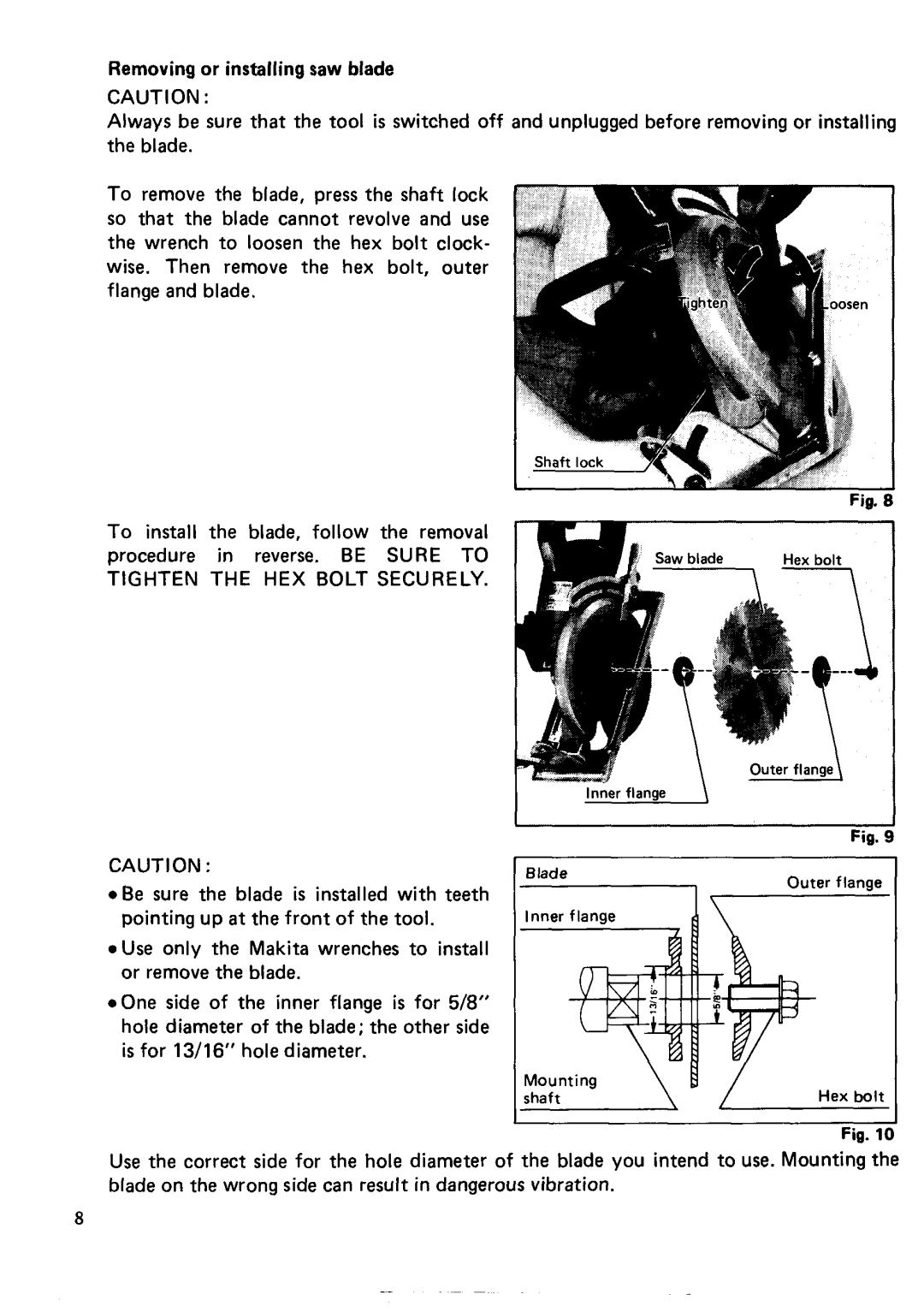 Makita 5077B instruction manual Inner flange 