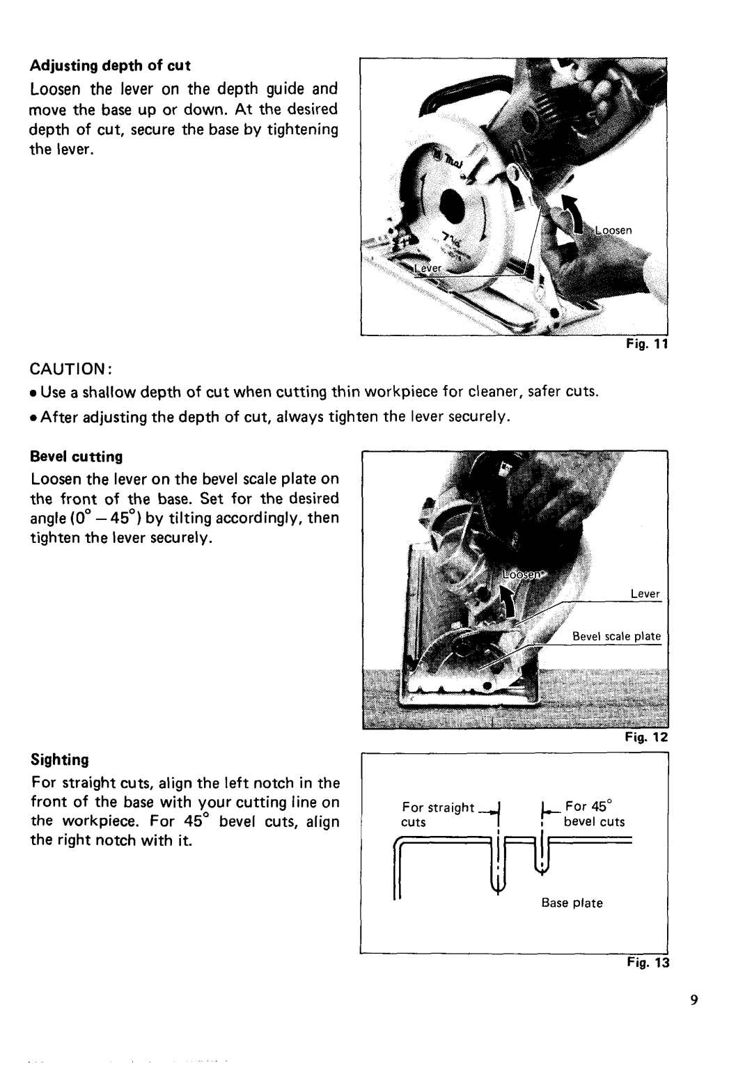 Makita 5077B instruction manual For straight Cuts 