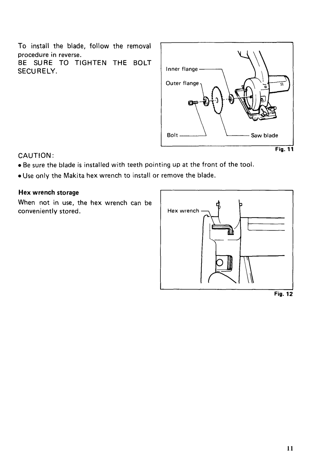 Makita 5091DWG, 5091DZ instruction manual Hex wrench storage 