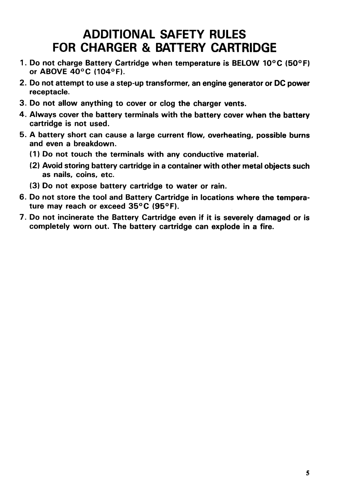 Makita 5091DWG, 5091DZ instruction manual Additional Safety Rules For Charger & Battery Cartridge 