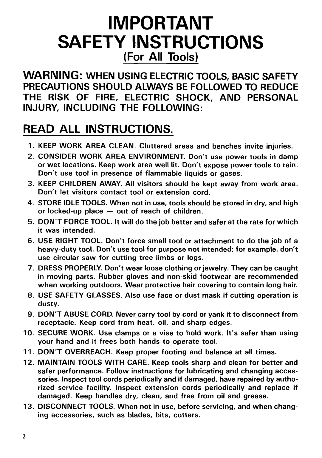 Makita 5092DW instruction manual Safety Instructions 