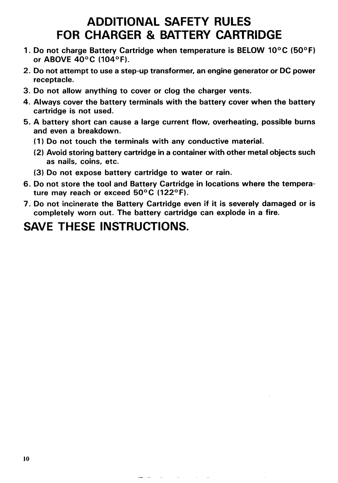 Makita 5093DZ instruction manual Additional Safety Rules For Charger & Battery Cartridge 