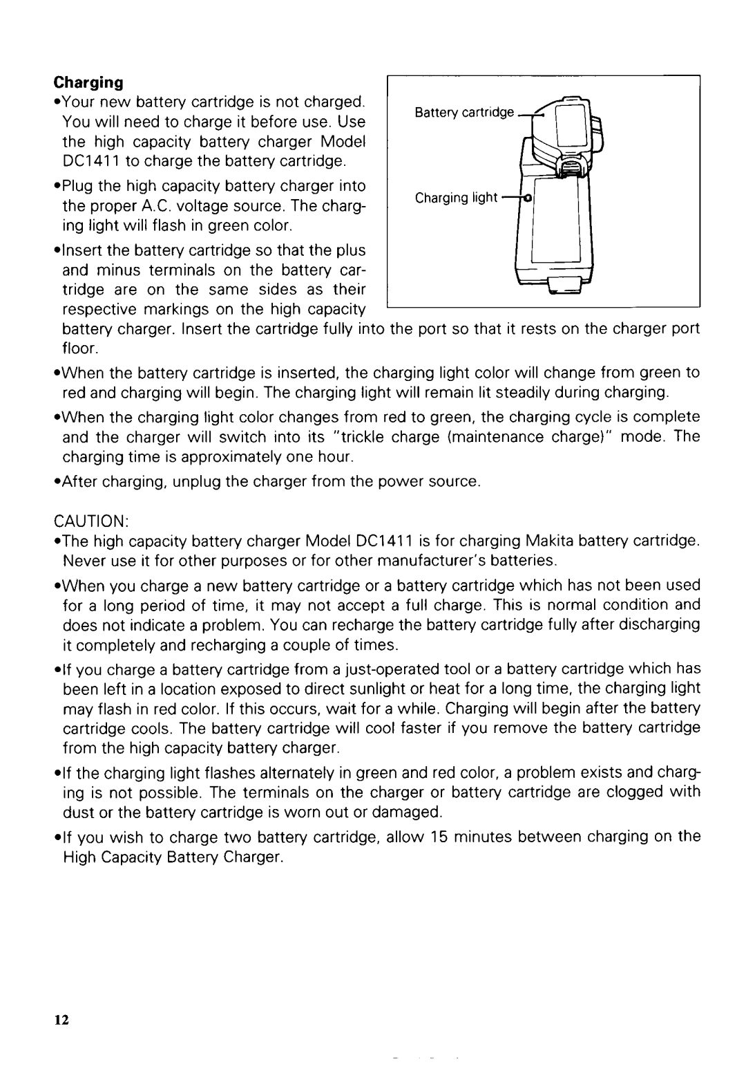 Makita 5093DZ instruction manual Charging 