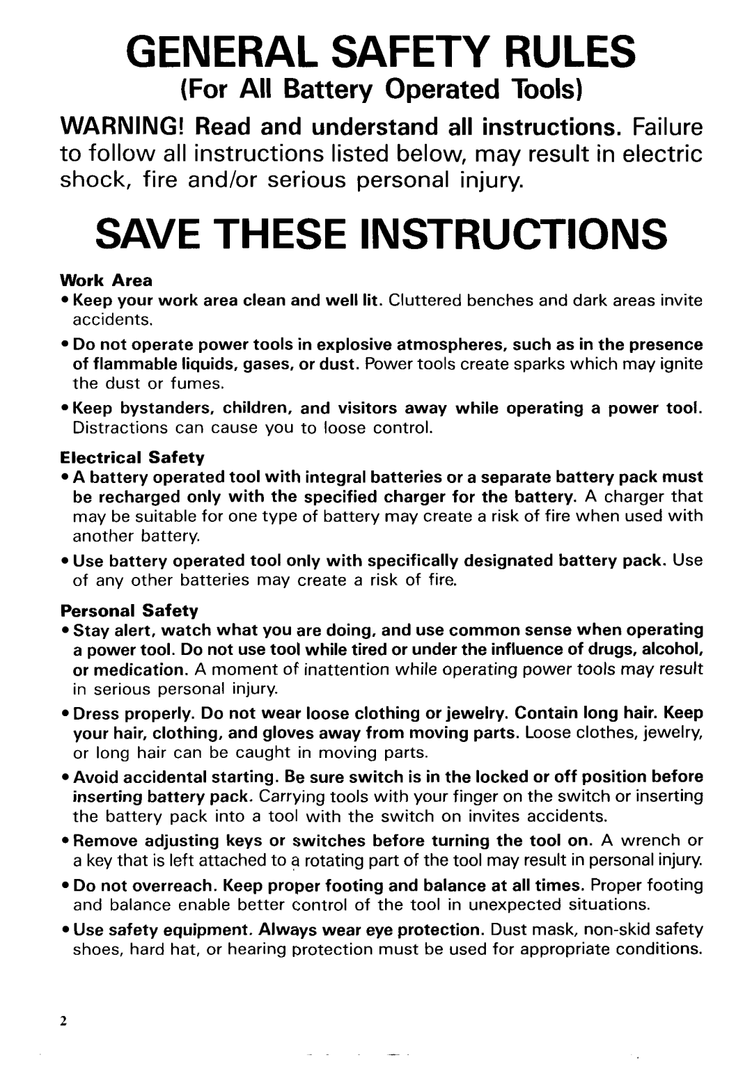 Makita 5093DZ instruction manual General Safety Rules, Work Area 