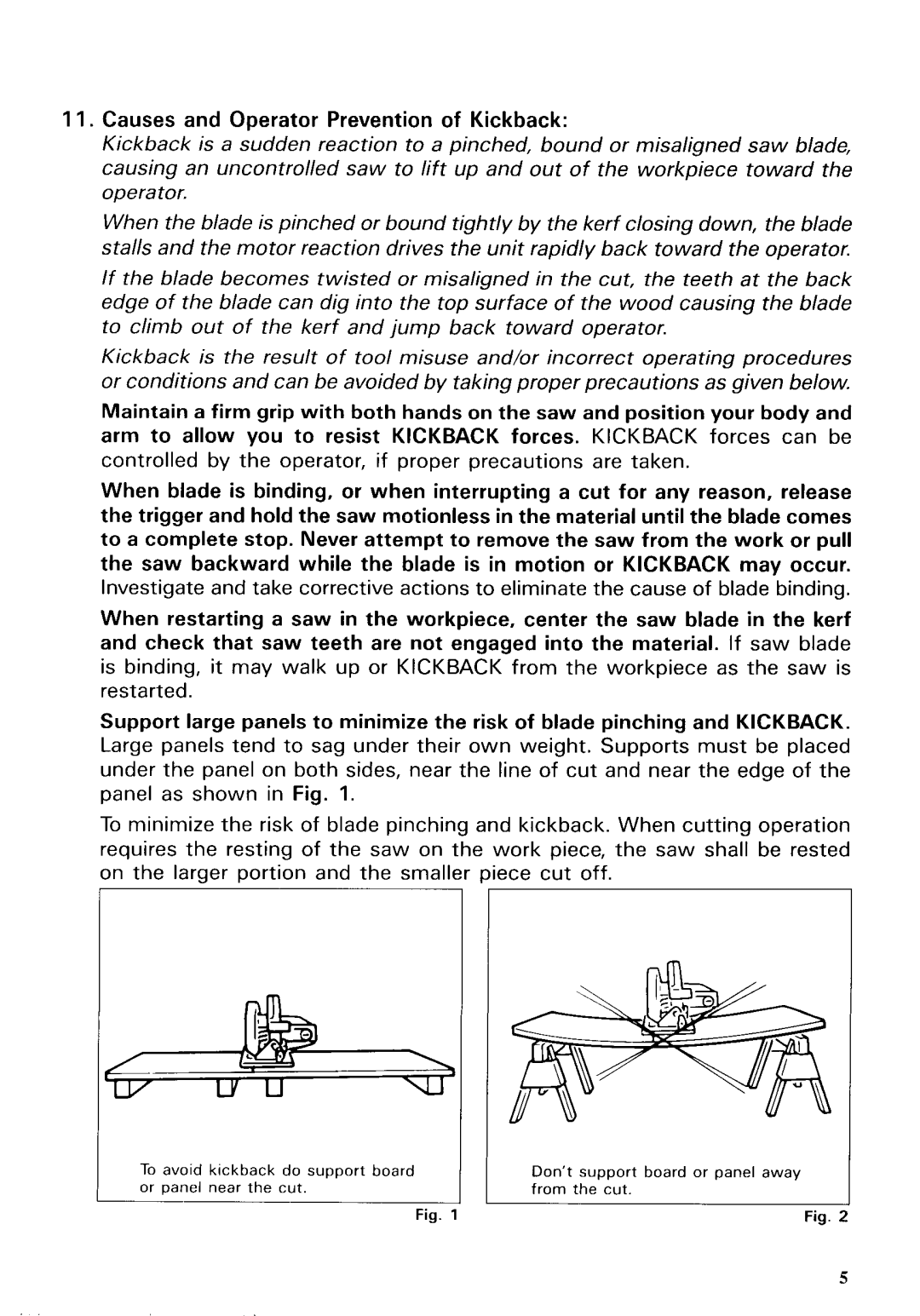 Makita 5093DZ instruction manual Causes and Operator Prevention of Kickback 