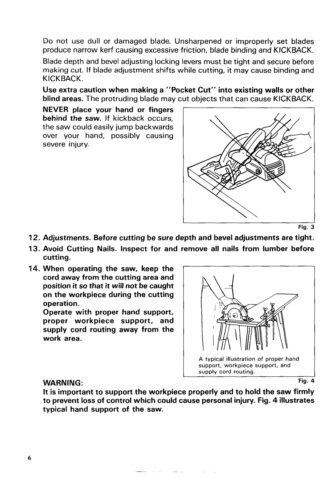 Makita 5093DZ instruction manual Kickback 