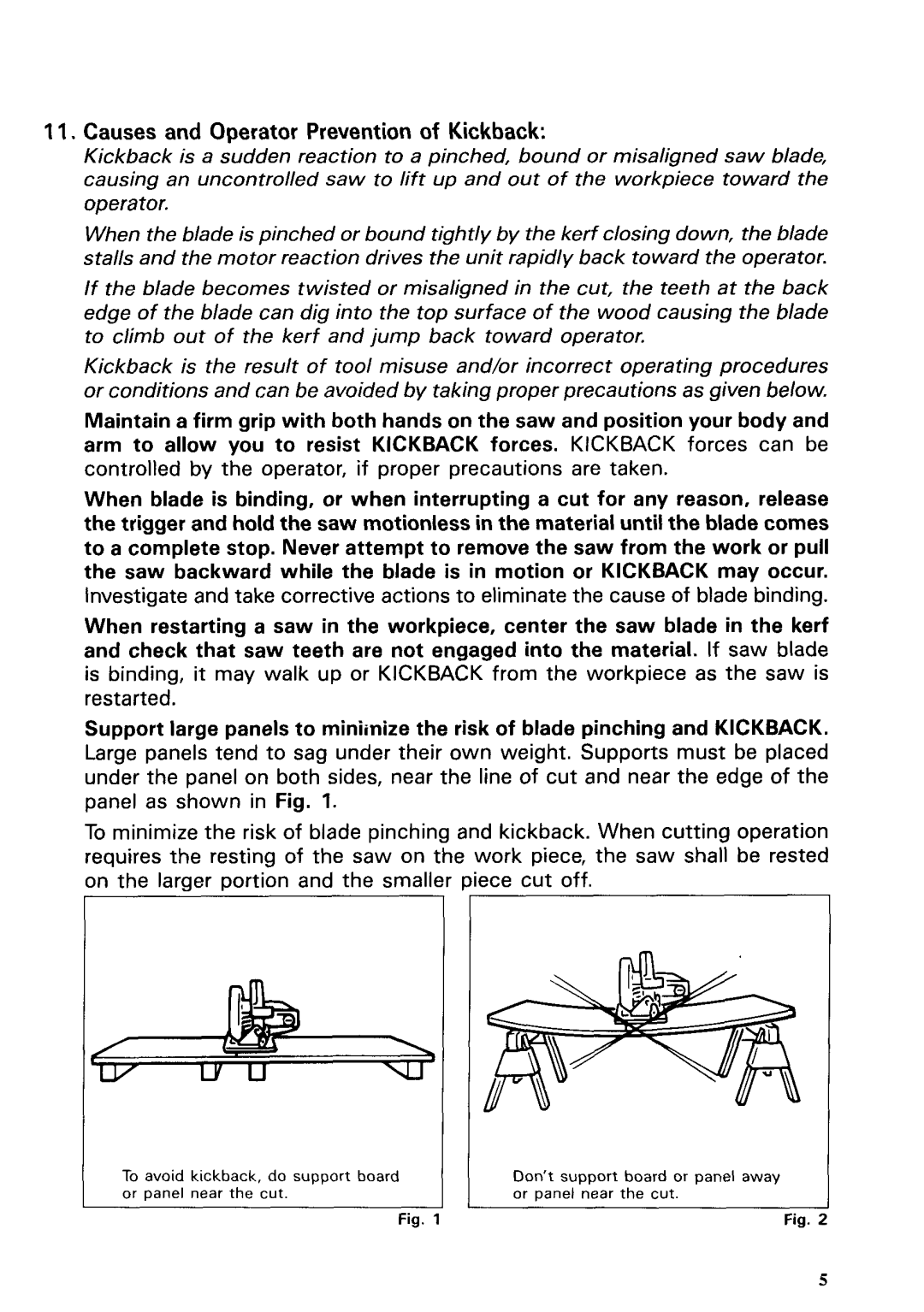 Makita 51778 instruction manual Causes and Operator Prevention of Kickback 