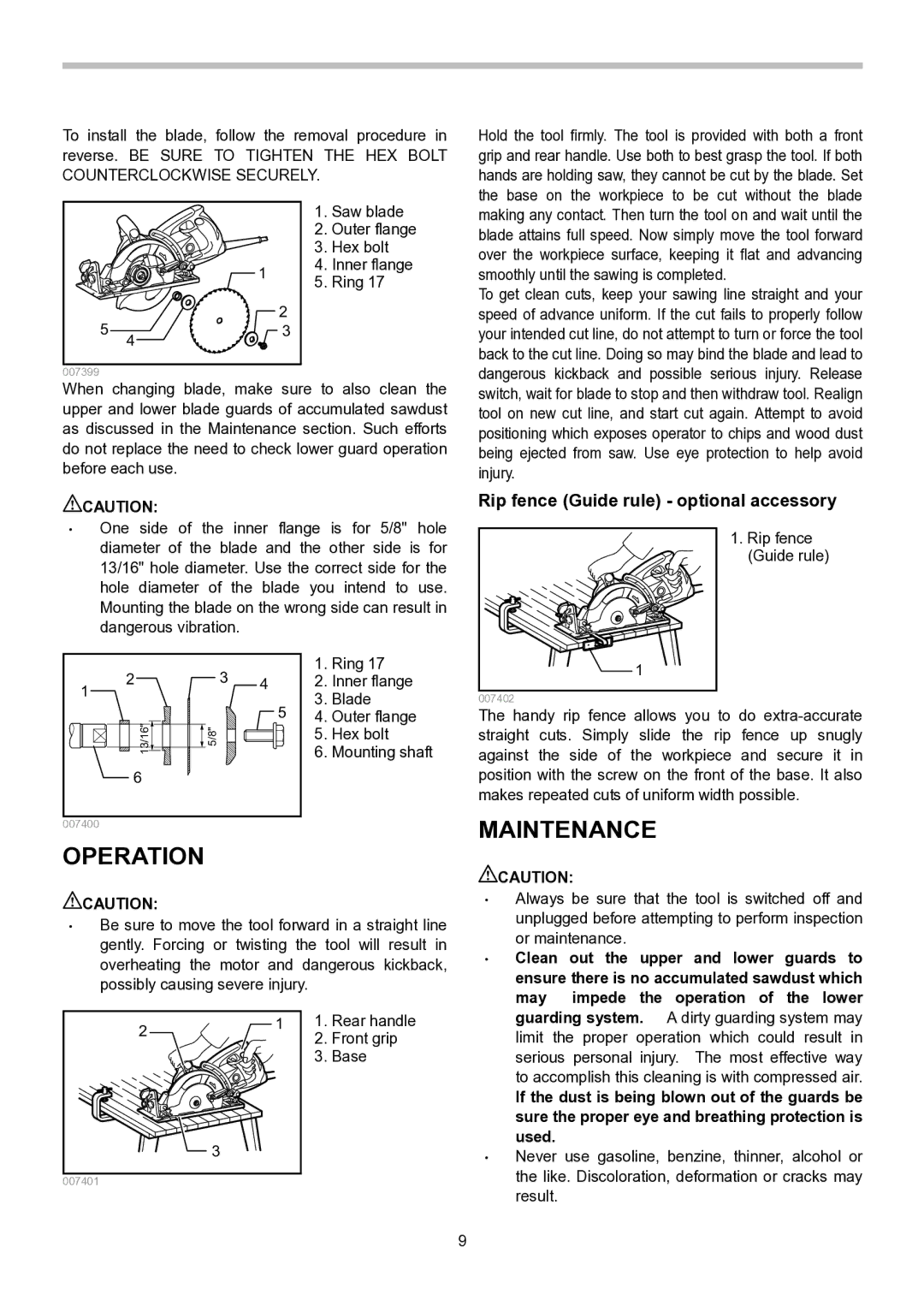 Makita 5377MG-R instruction manual Maintenance, Rip fence Guide rule optional accessory 