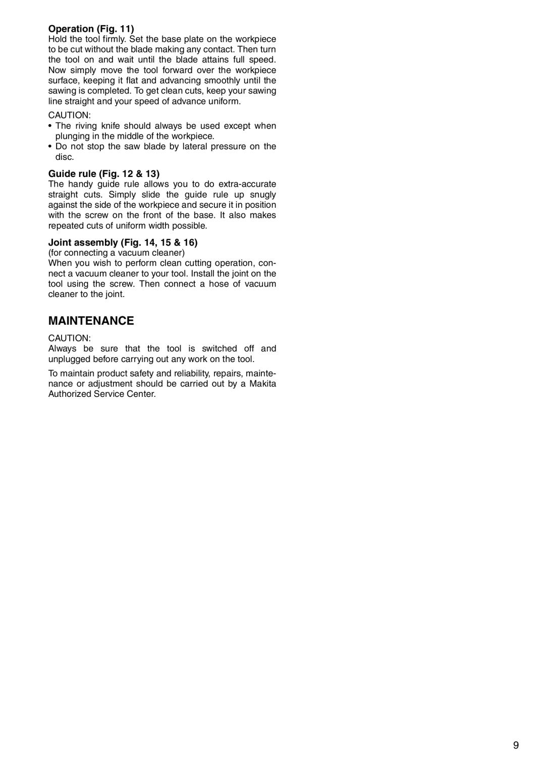 Makita 5703R, 5903R, 5143R, 5103R instruction manual Operation Fig, Guide rule, Joint assembly , 15 