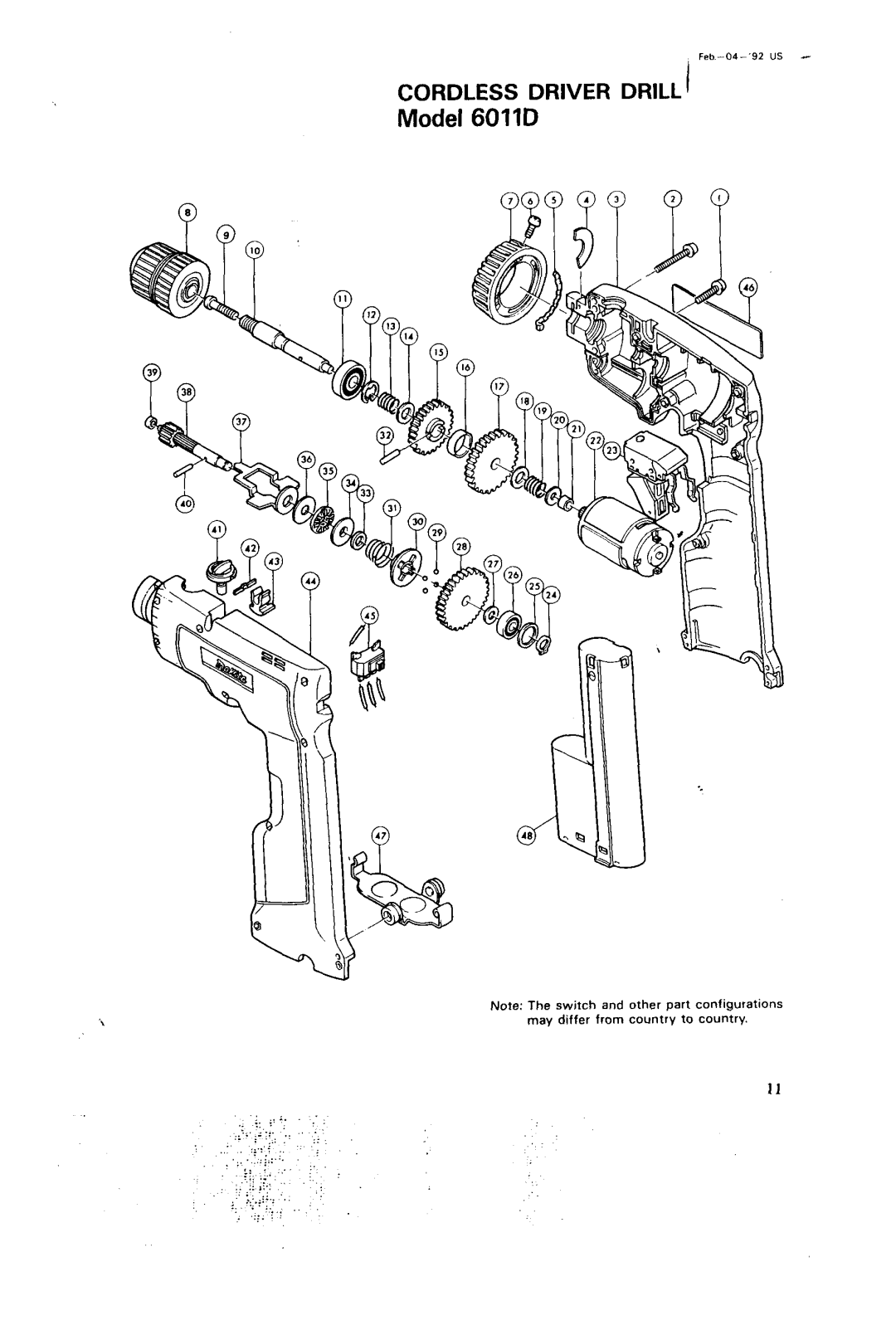 Makita 6011DW dimensions Model 6011D 