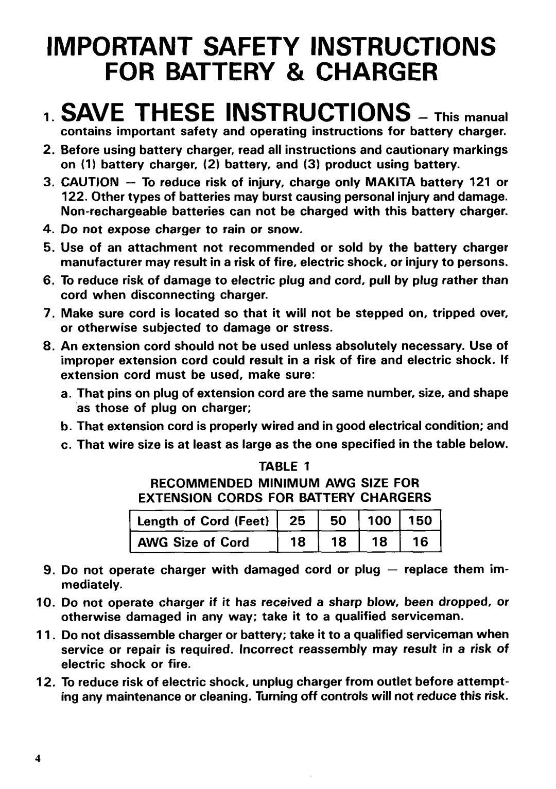 Makita 601DST instruction manual Important Safety Instructions For Battery & Charger 