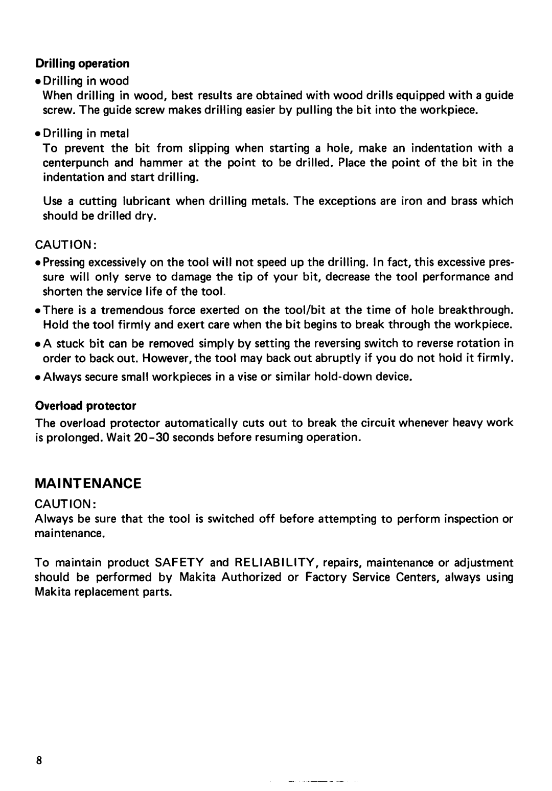 Makita 6040DW instruction manual MA1NTENANCE 