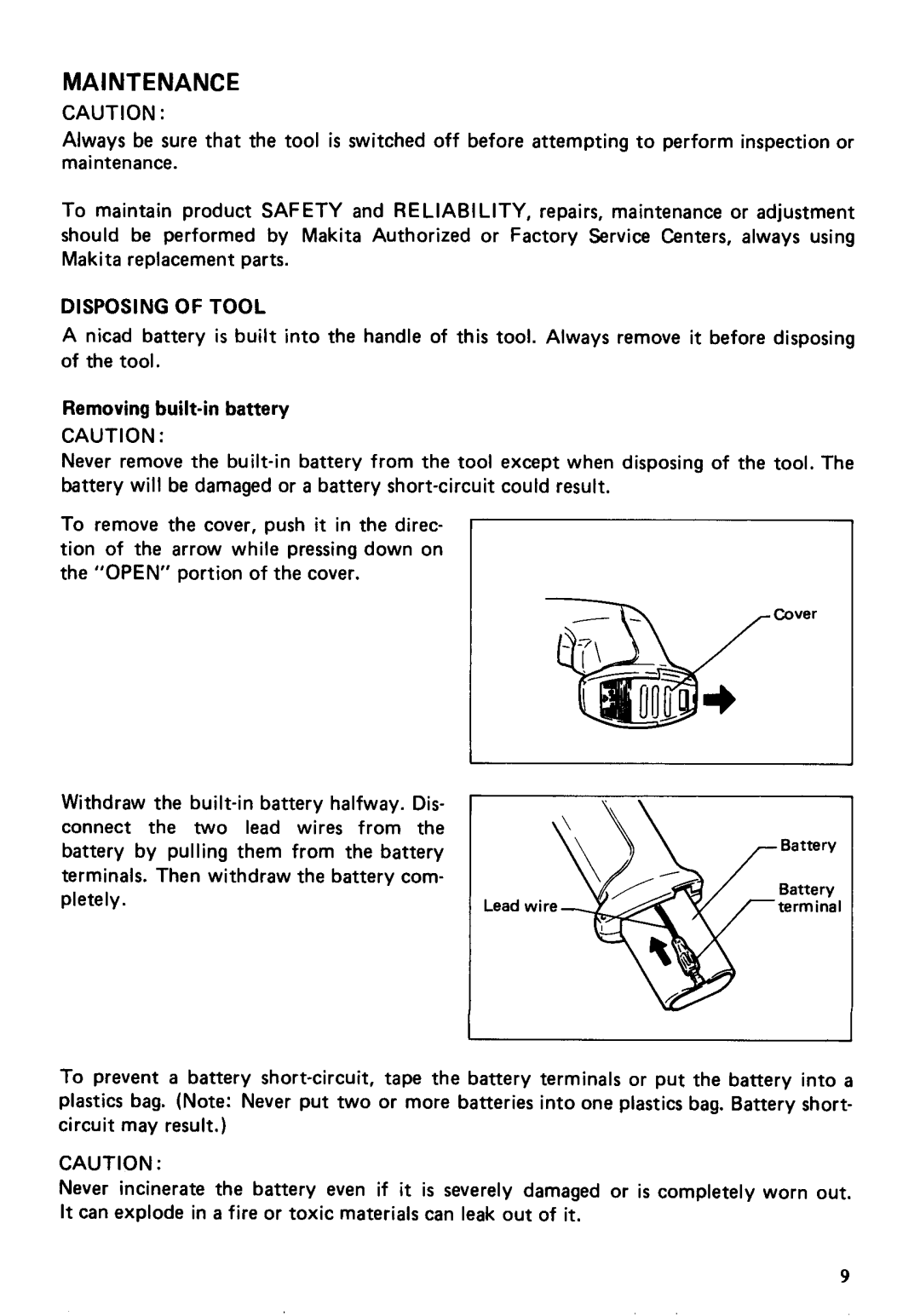 Makita 6041DW specifications Maintenance 