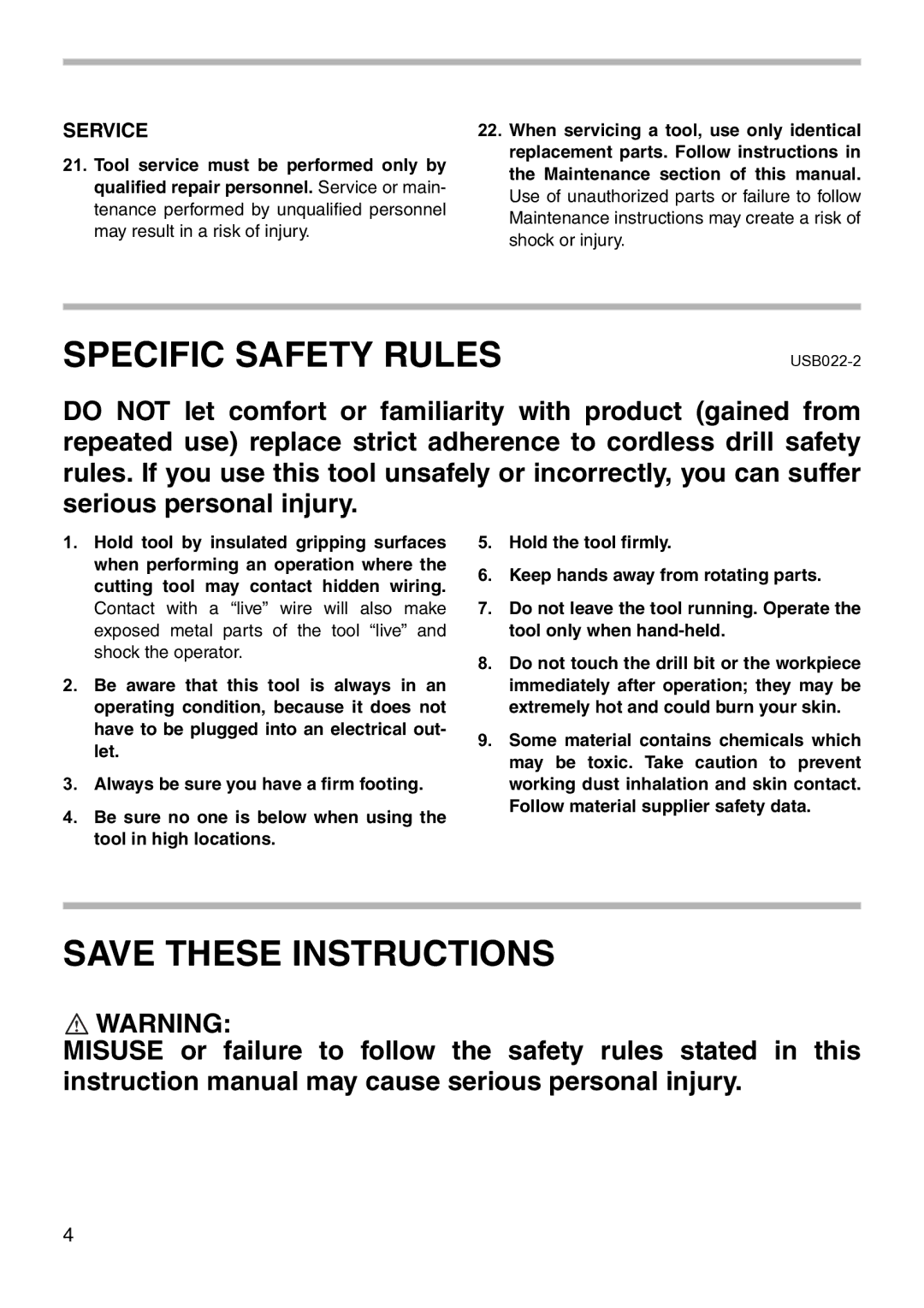 Makita 6043D instruction manual Specific Safety Rules 