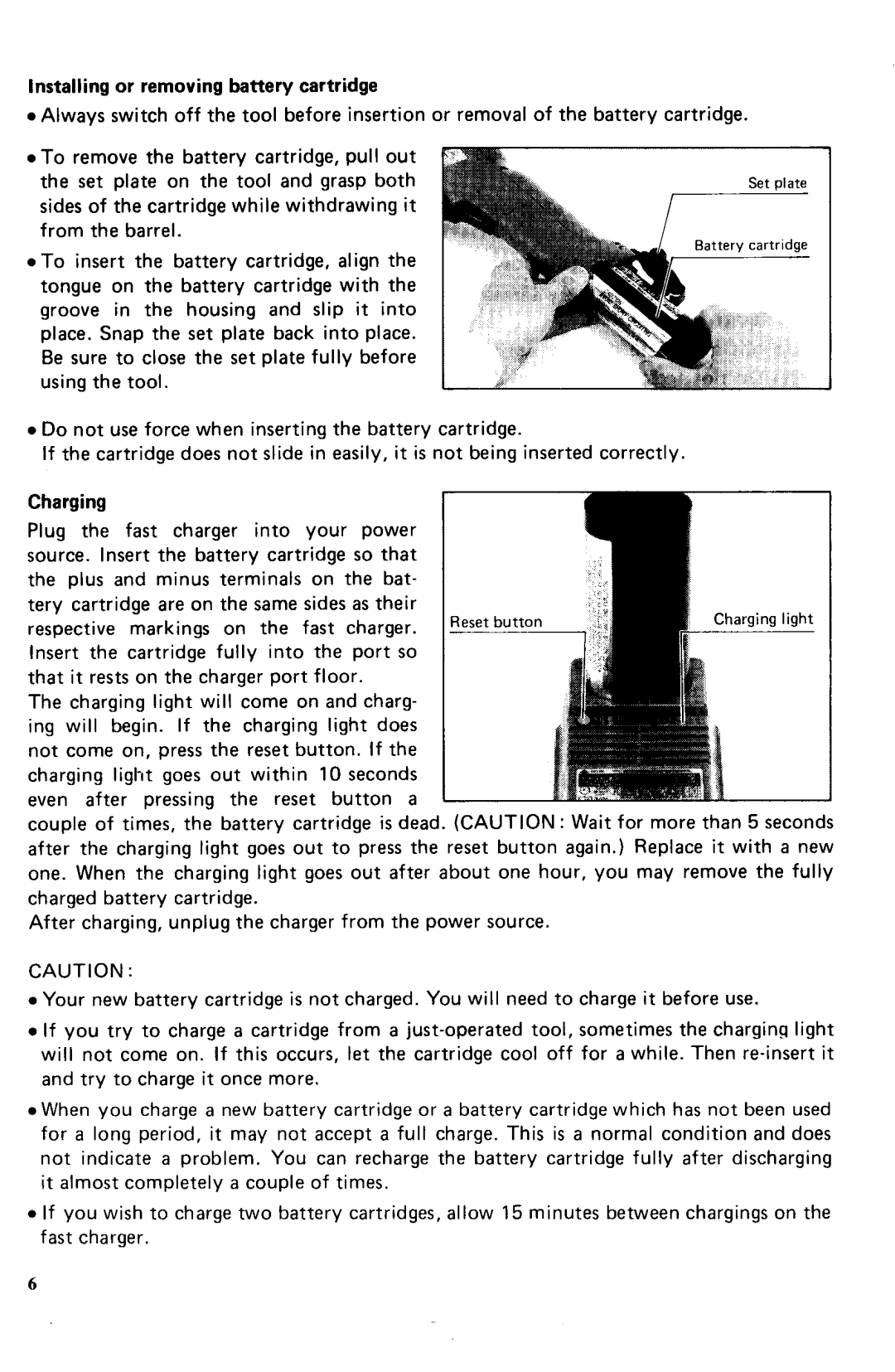 Makita 6073D and 6073DW instruction manual Installingor removing battery cartridge 