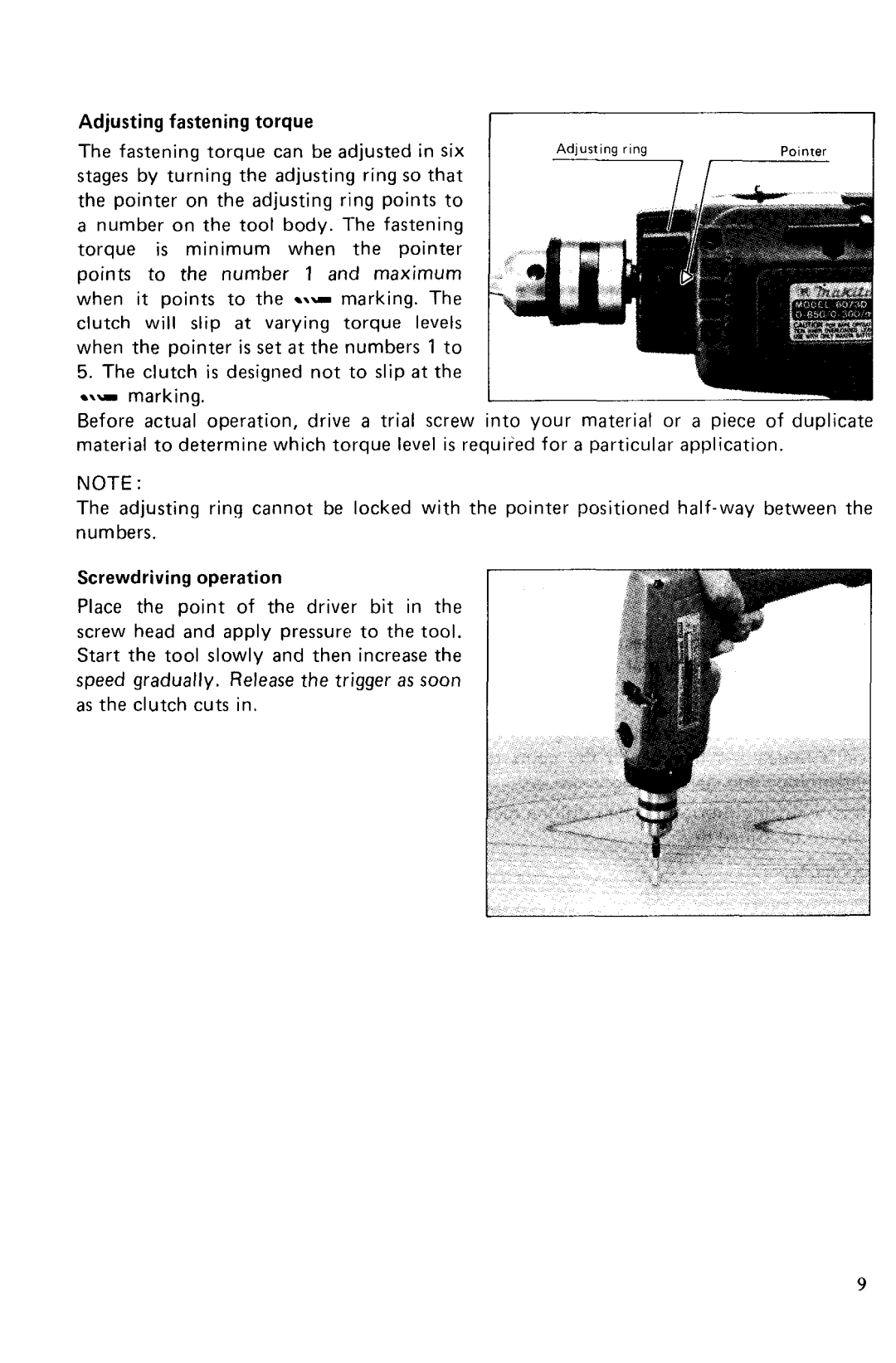 Makita 6073D and 6073DW instruction manual Adjusting fastening torque 