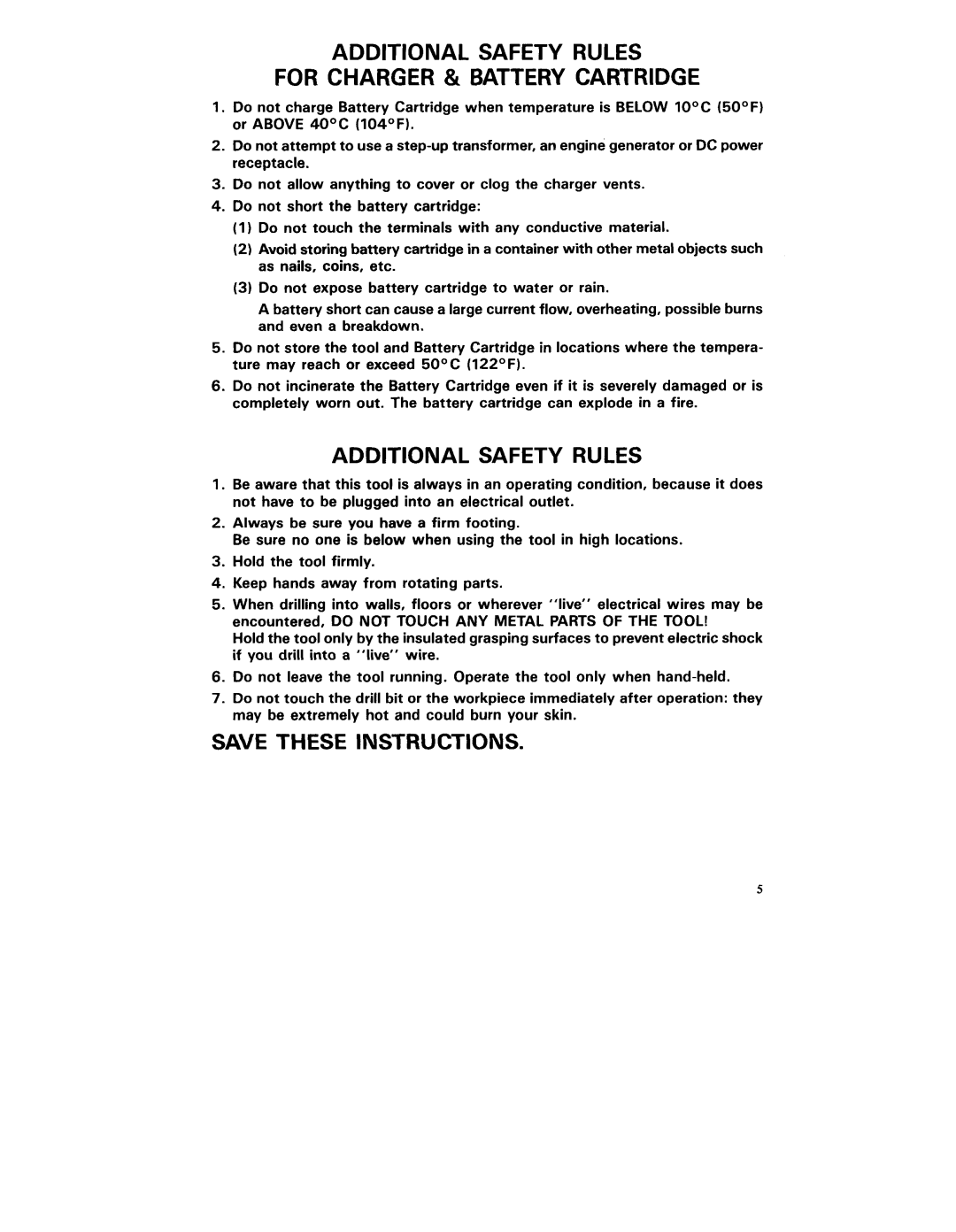 Makita 6075DW instruction manual Additional Safety Rules For Charger & Battery Cartridge 