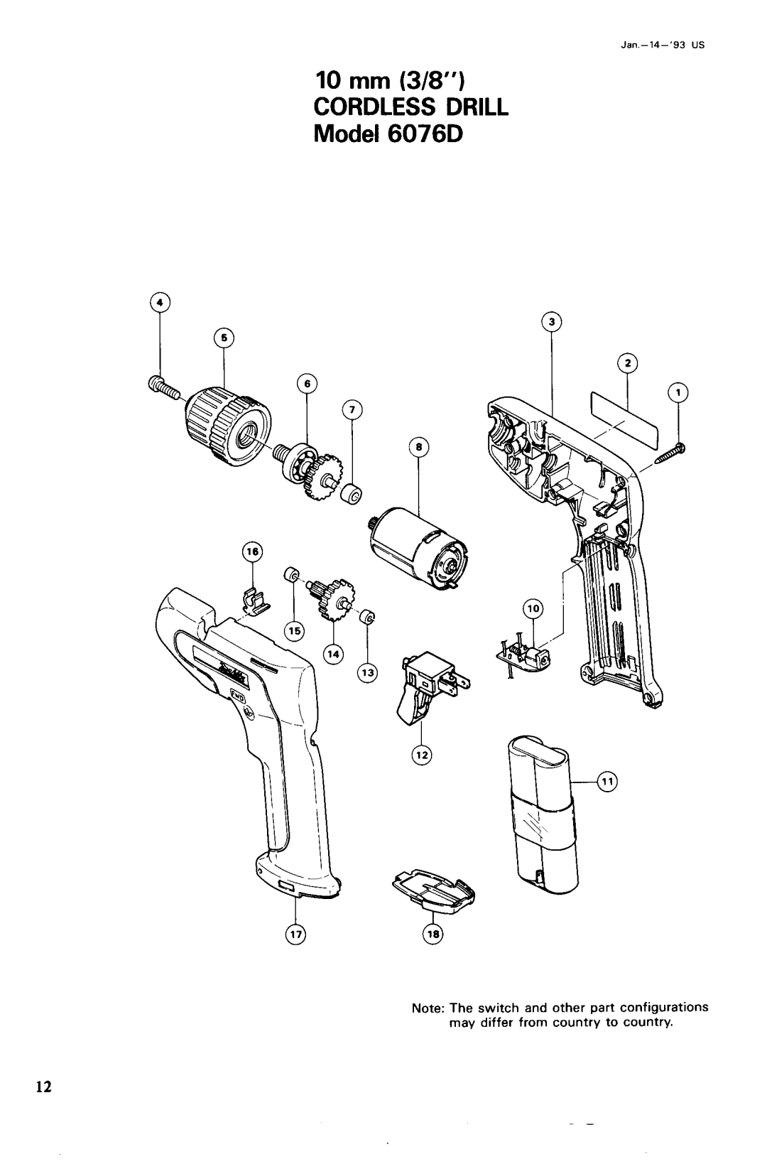 Makita 60761, 6076DW specifications 10 mm 3/8 