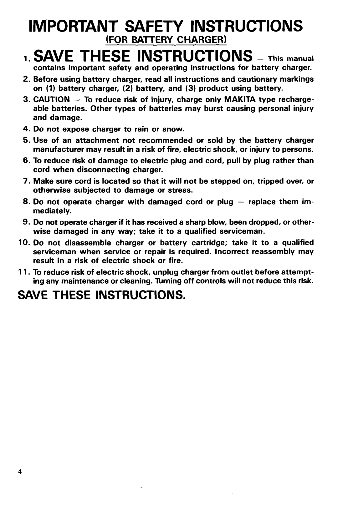 Makita 60761, 6076DW specifications Impomant Safety Instructions 