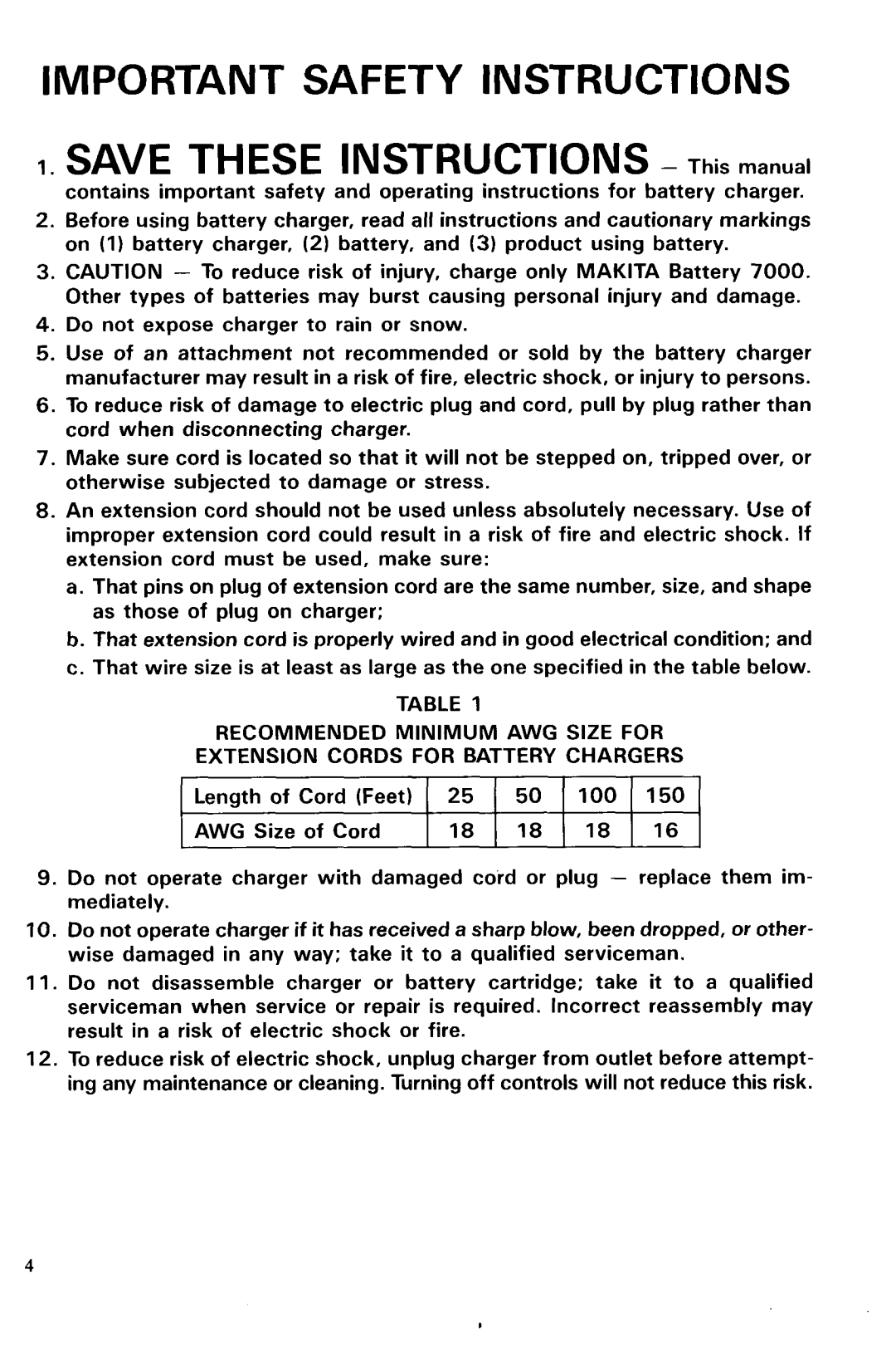 Makita 607LDWK, 6071D dimensions Important Safety Instructions 