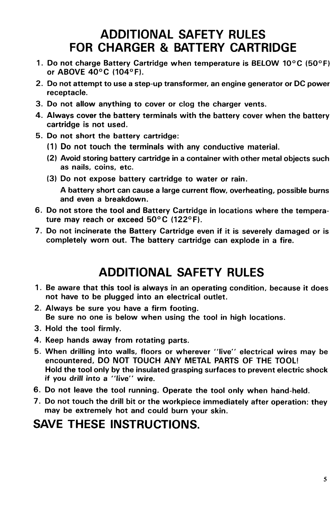 Makita 6071D, 607LDWK dimensions Additional Safety Rules For Charger & Battery Cartridge 