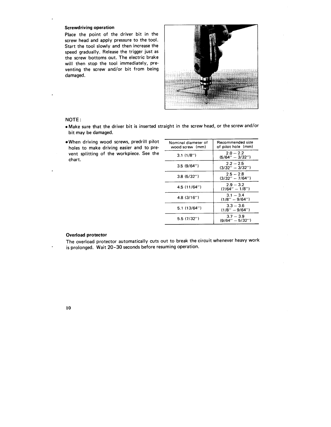 Makita 6092DW, 60921 instruction manual Pilot hole mm 