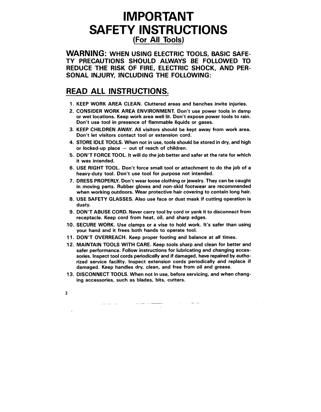 Makita 6093DW instruction manual Safety INSTRUCTlONS 