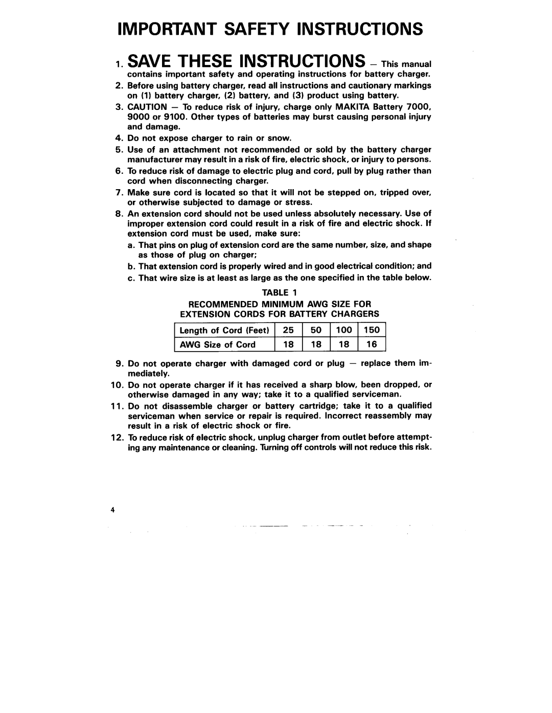 Makita 6093DW instruction manual Important Safety 