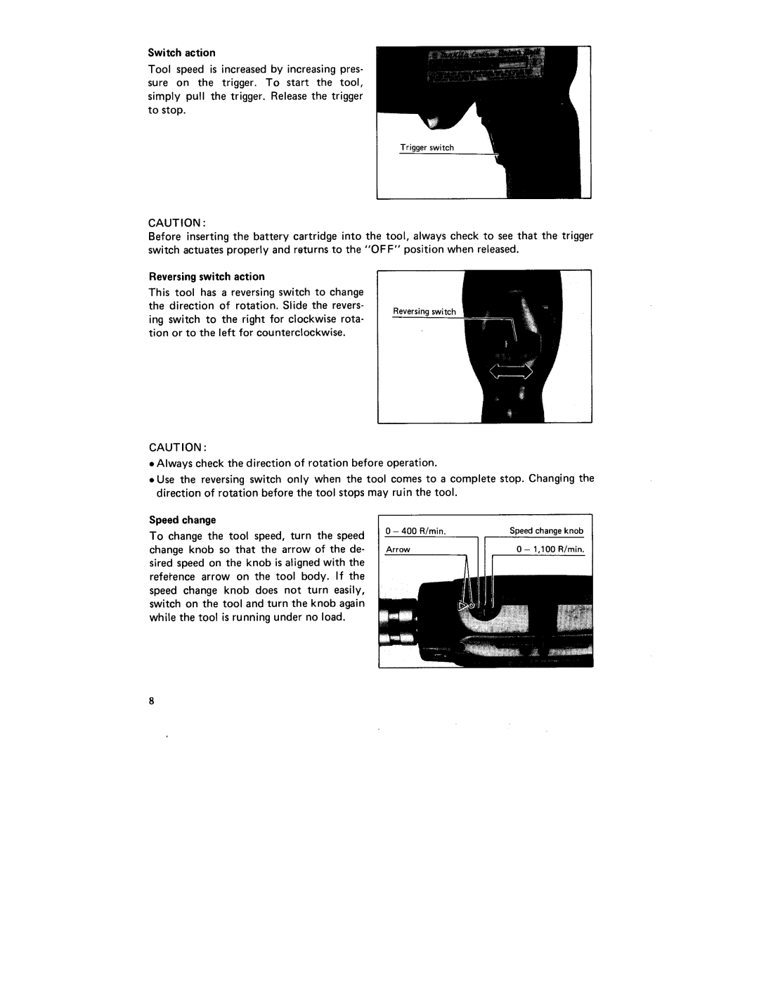 Makita 6093DW instruction manual Switch action 