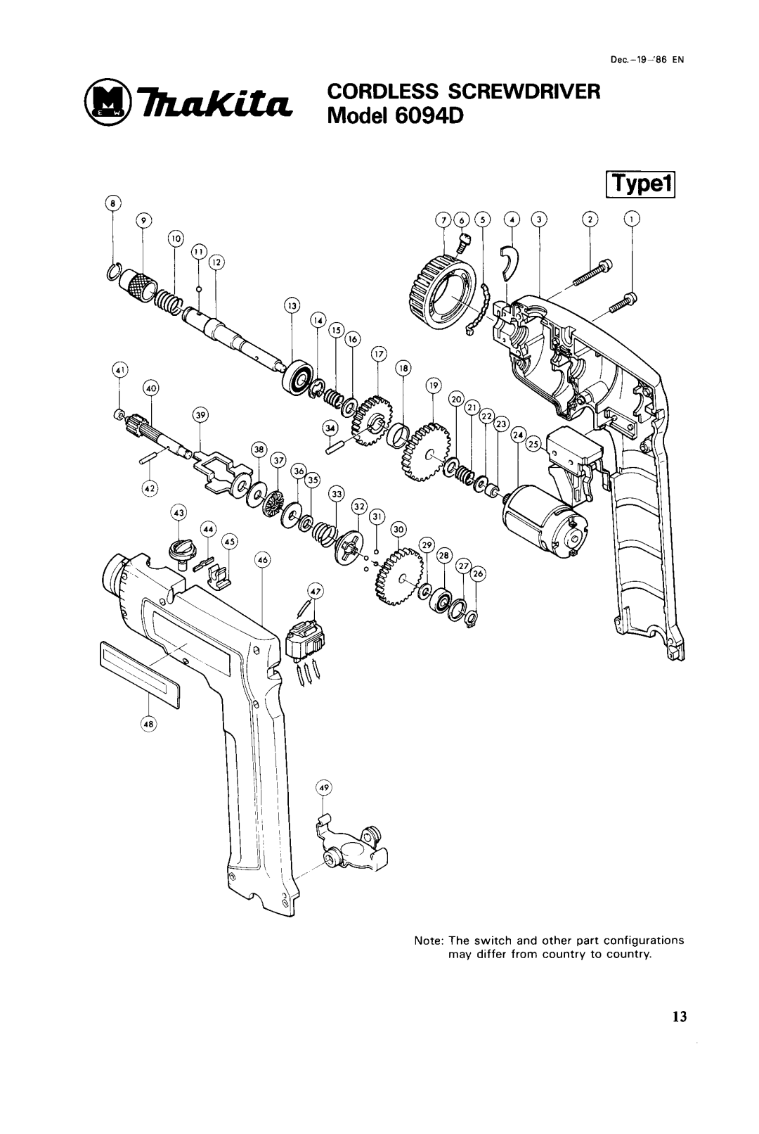 Makita 6094DW instruction manual Model 