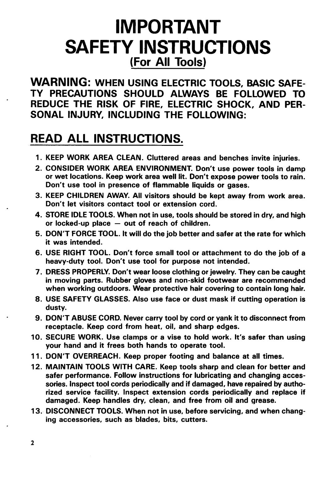 Makita 6094DW instruction manual Safety Instructions 