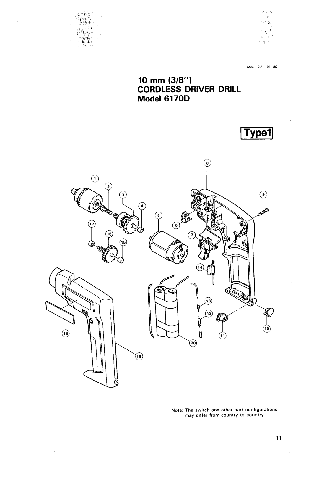 Makita 6170DW instruction manual Cordless Driver Drill 