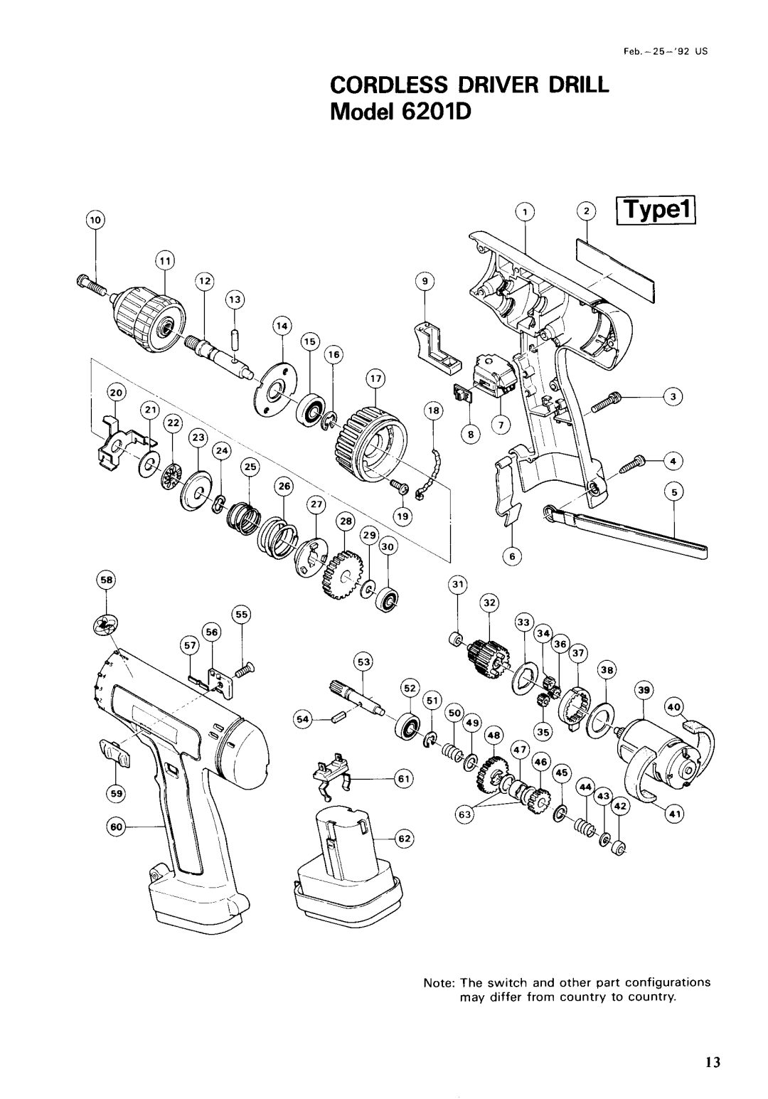 Makita 6201DW instruction manual Cordless Driver Drill 