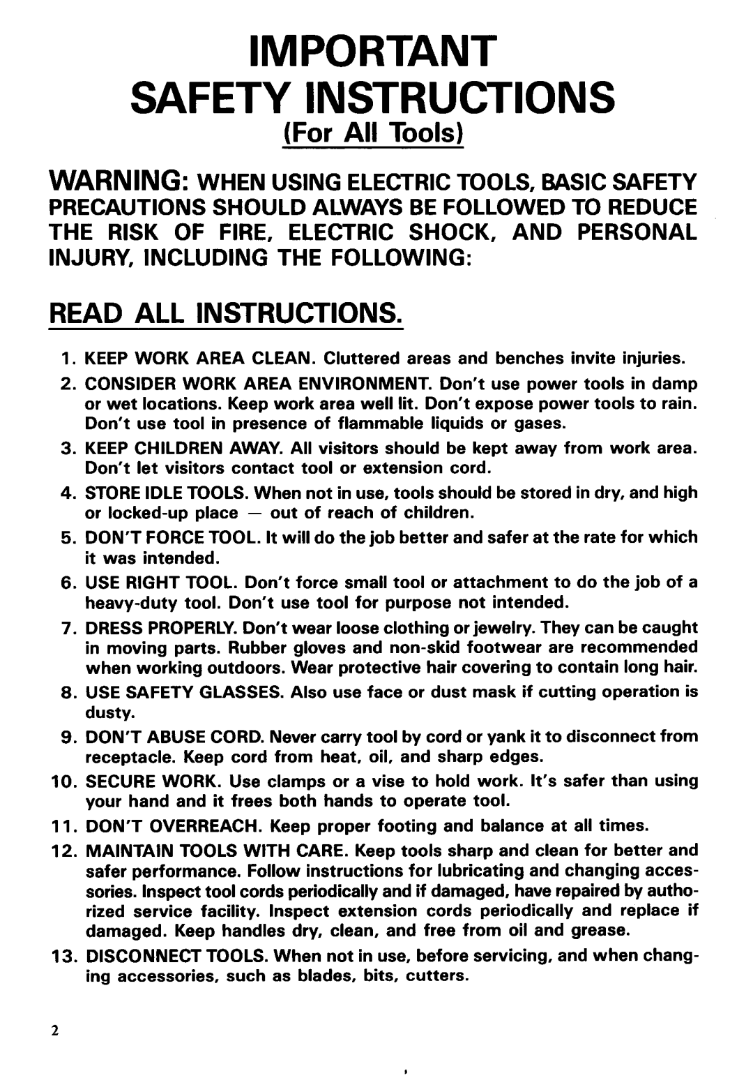 Makita 6201DW instruction manual Safety Instructions 