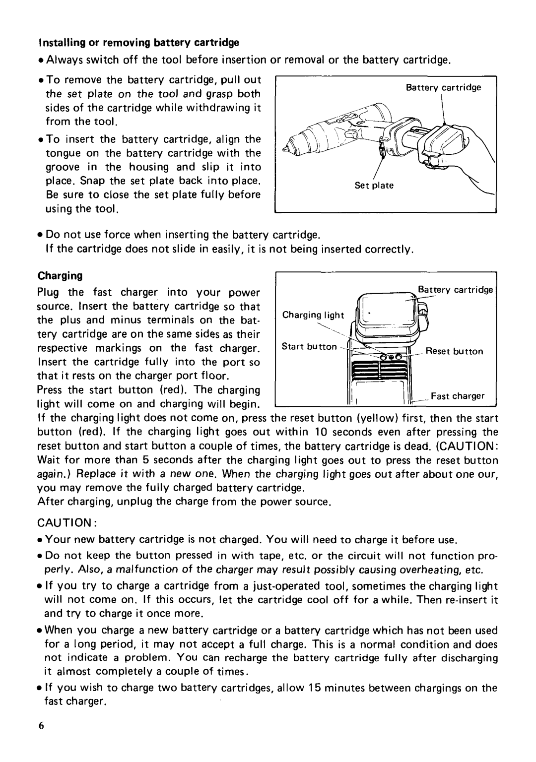 Makita 6201DW instruction manual Battery cartridge 