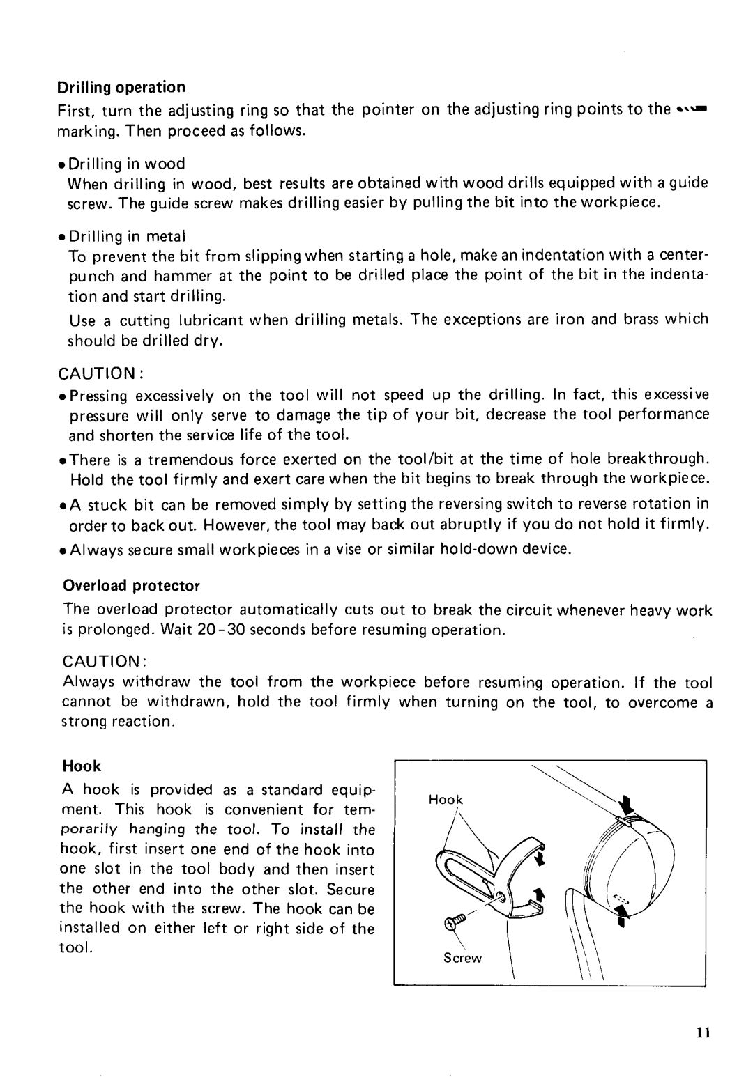 Makita 6202DW instruction manual Hook 