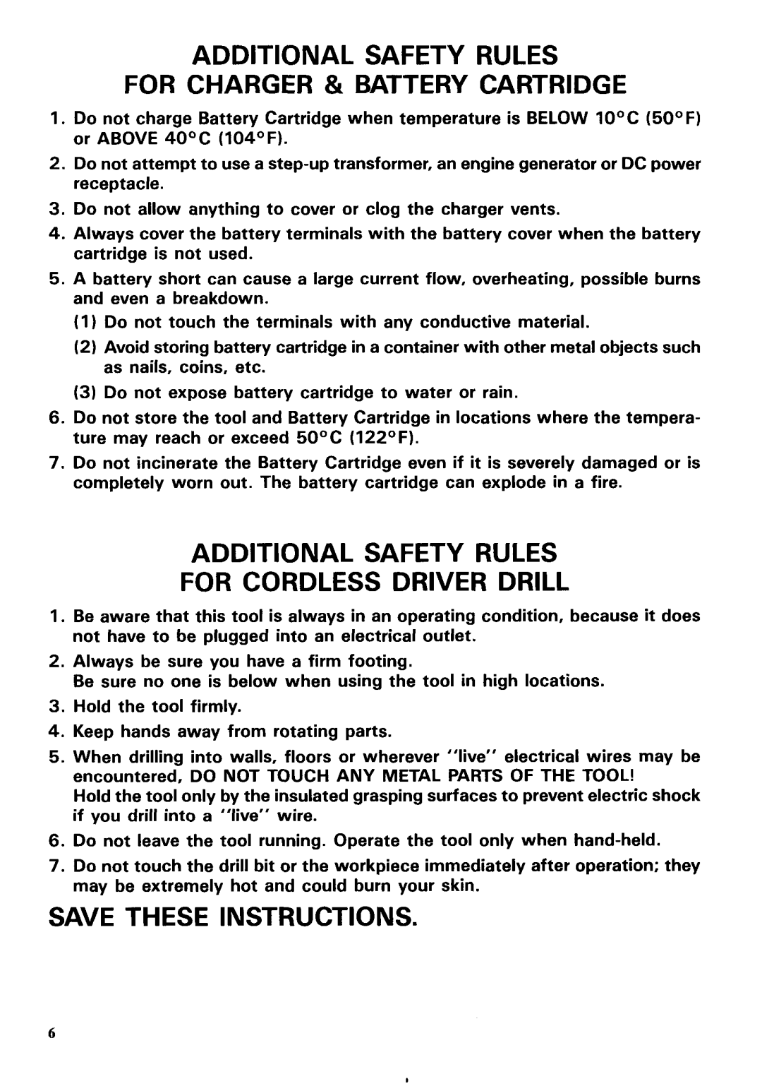 Makita 6202DW instruction manual Additional Safety Rules For Charger & Battery Cartridge 