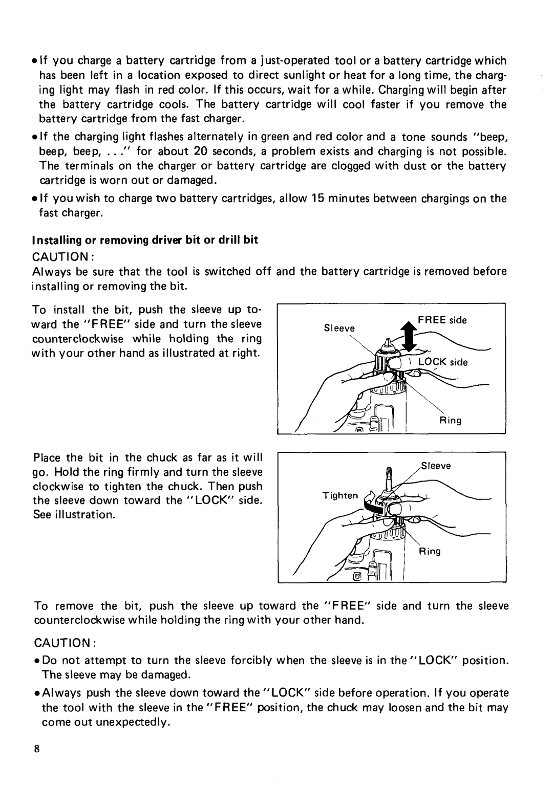 Makita 6202DW instruction manual Installingor removing driver bit or drill bit 