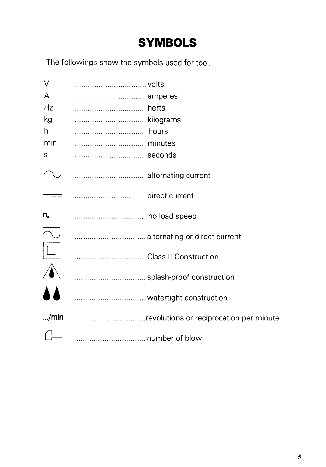 Makita 6203DWAE instruction manual Symbols 