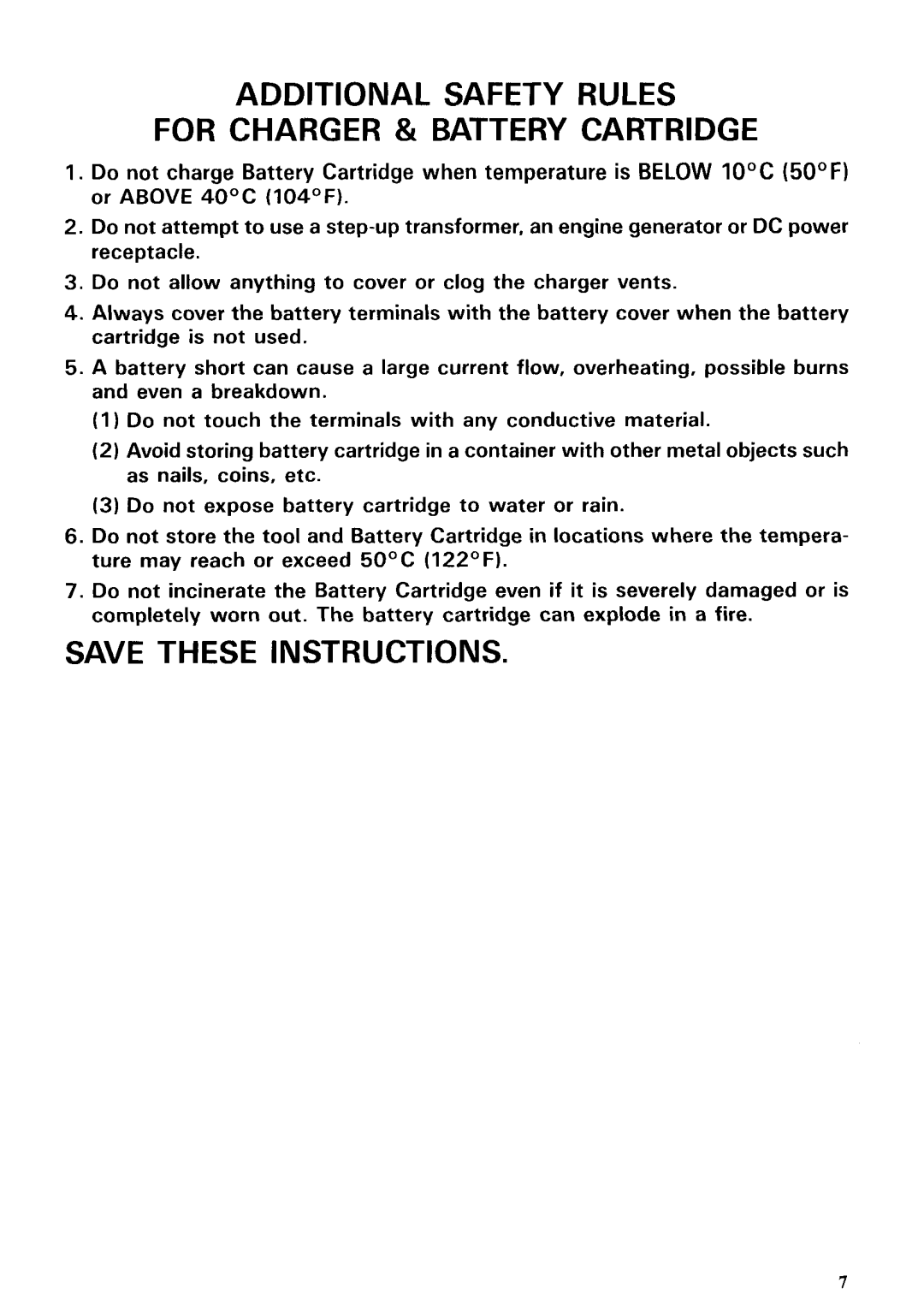 Makita 6203DWAE instruction manual Additional Safety Rules For Charger & Battery Cartridge 