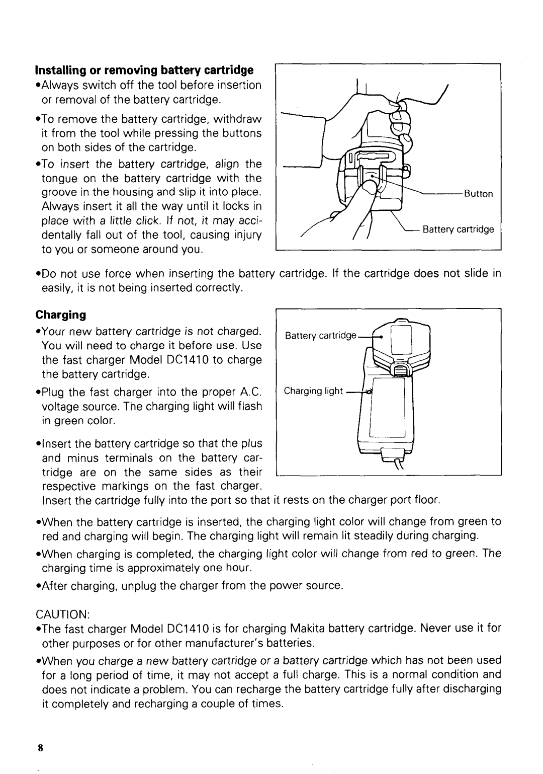 Makita 6203DWAE instruction manual Charging 