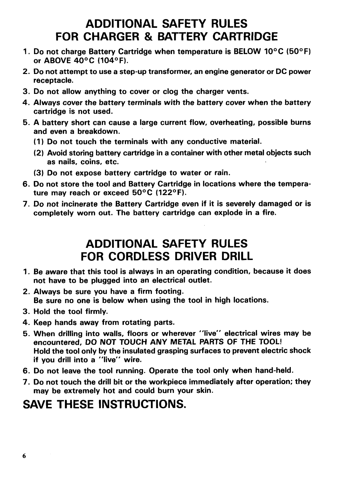 Makita 6212DWG specifications Additional Safety Rules For Charger & Battery Cartridge 