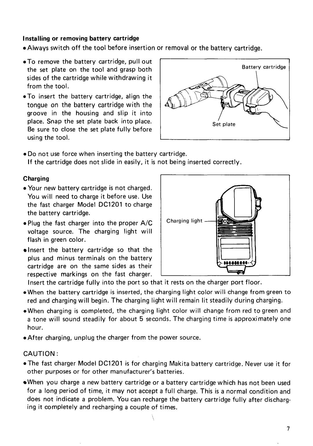 Makita 6212DWG specifications Installing or removing battery cartridge 