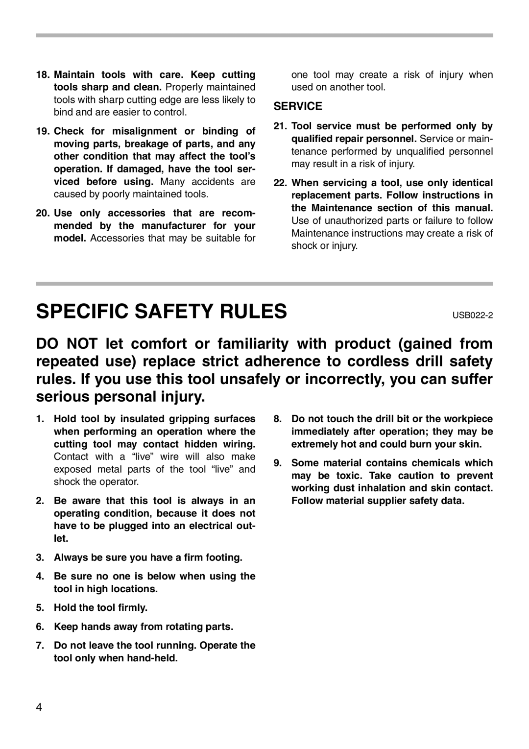 Makita 6213D instruction manual Specific Safety Rules, Service 