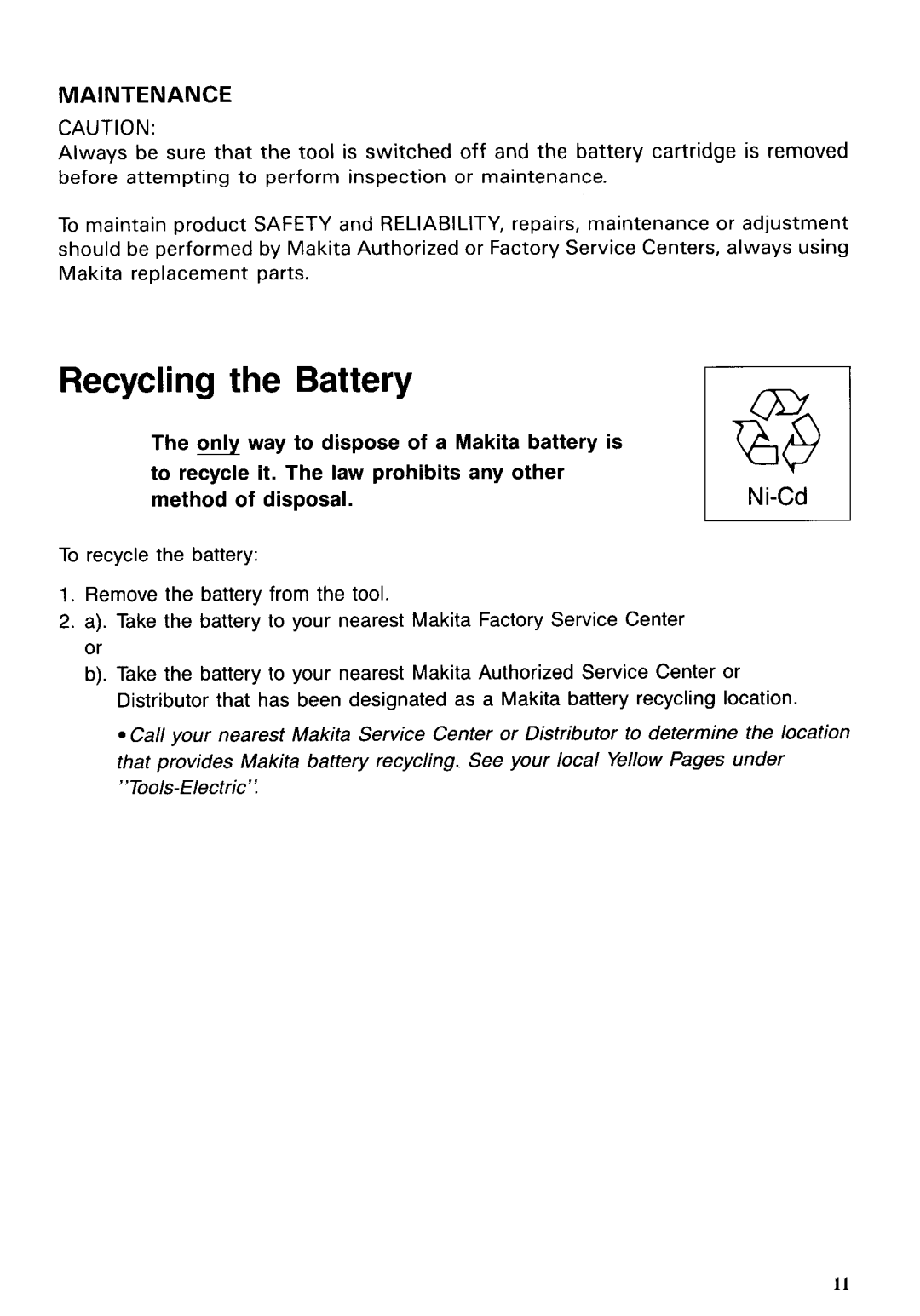 Makita 6222DE instruction manual Maintenance, Method of disposal 