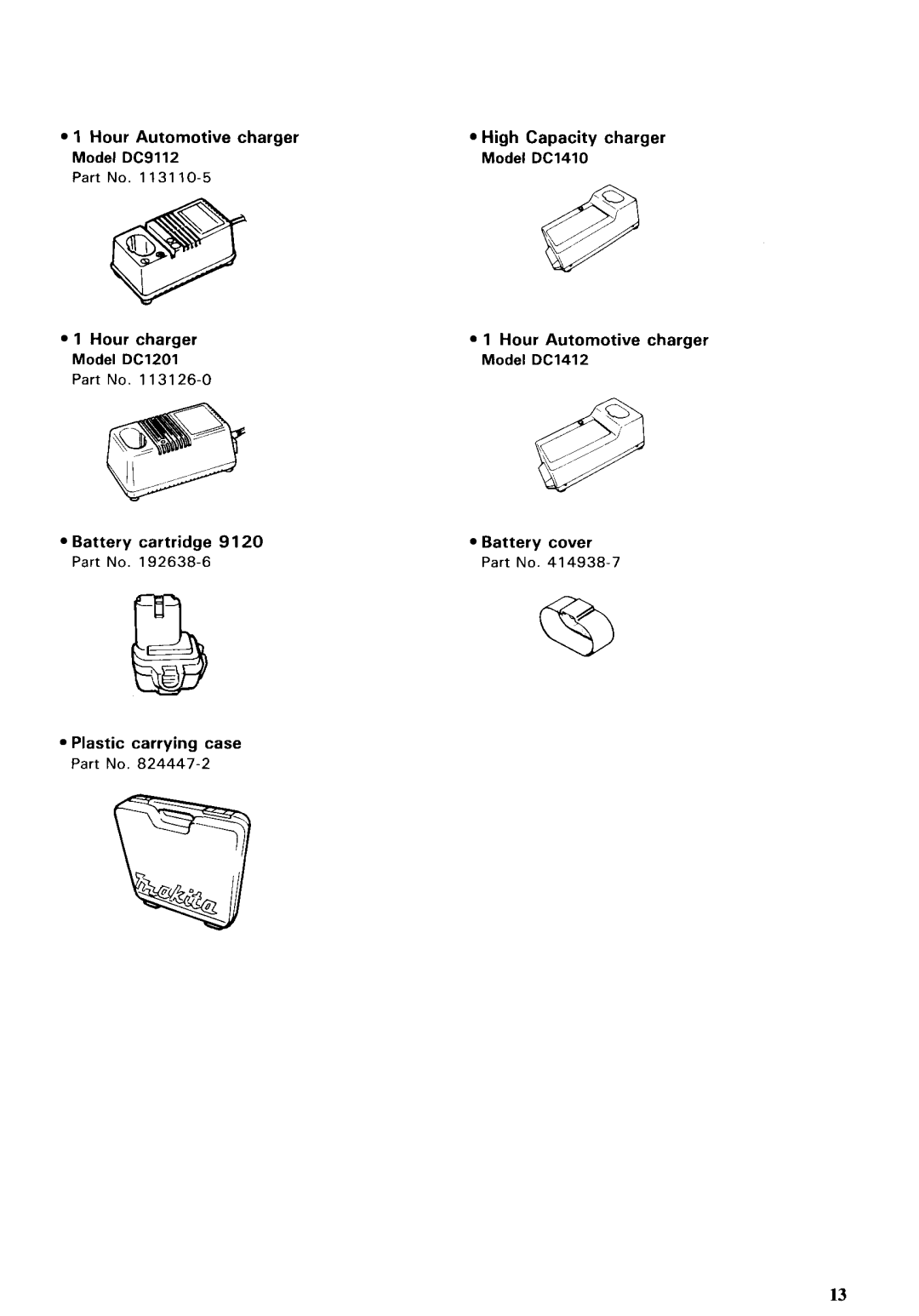 Makita 6222DE instruction manual Hour Automotive charger High Capacity charger 