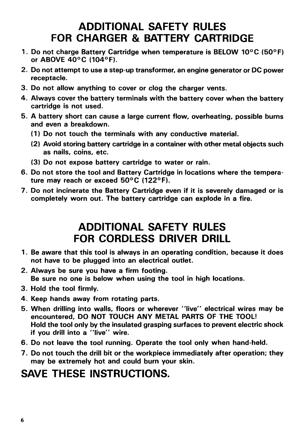 Makita 6222DE instruction manual Additional Safety Rules For Charger & Battery Cartridge 